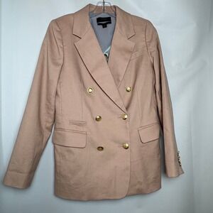J. Crew Bristol Double Breasted Blazer Size 8 Blush Pink Light Academia Linen‎